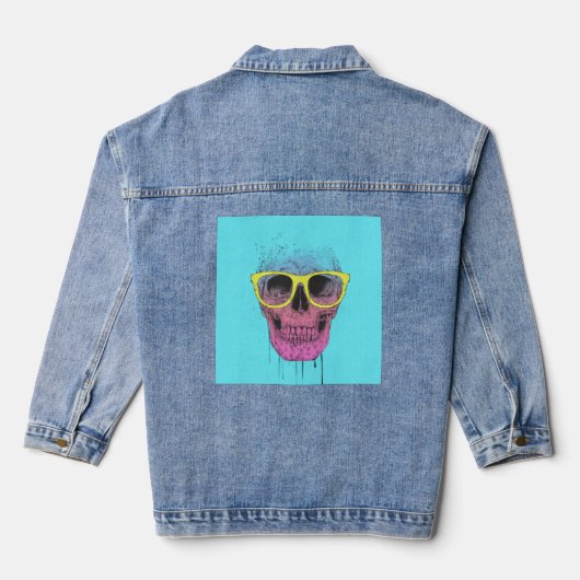 Pop schedel met bril denim jacket (Achterkant)