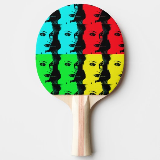 pop schoonheidsvrouw gezicht 80 jaar tafeltennisbatje (Voorkant)