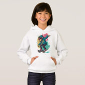 Pop Skate Aap Kids T-Shirt Ontwerp Cool Cartoon (Voorkant volledig)