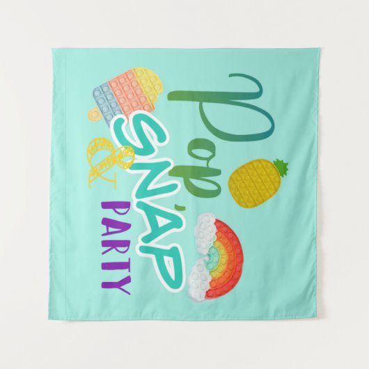 pop snap party, pop het feest, fidget party wandkleed (Voorkant (horizontaal))