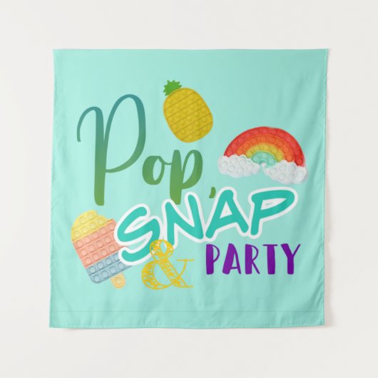 pop snap party, pop het feest, fidget party wandkleed (Voorkant)