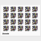 Pop Snowman Christmas Vierkante Sticker (Vel)