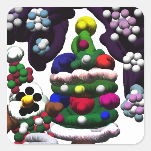 Pop Snowman Christmas Vierkante Sticker (Voorkant)