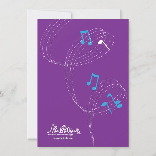 Pop Star Birthday Party Invitation Kaart (Achterkant)