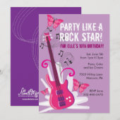 Pop Star Birthday Party Invitation Kaart (Voorkant / Achterkant)