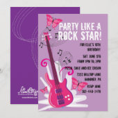 Pop Star Birthday Party Invitation Kaart (Voorkant / Achterkant)