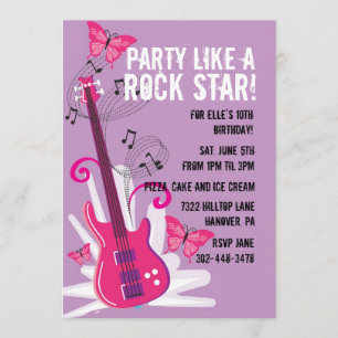 Pop Star Birthday Party Invitation Kaart