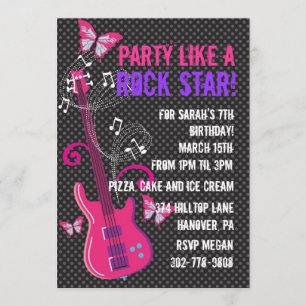 Pop Star Birthday Party Invitation Kaart