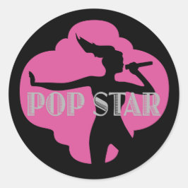 Pop Star Karaoke Verjaardagsfeestlabels Ronde Sticker