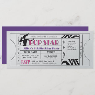 Pop Star  Party Ticket Kaart