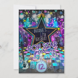 POP STAR PARTY Verjaardagsmusical Dance Invitation Kaart