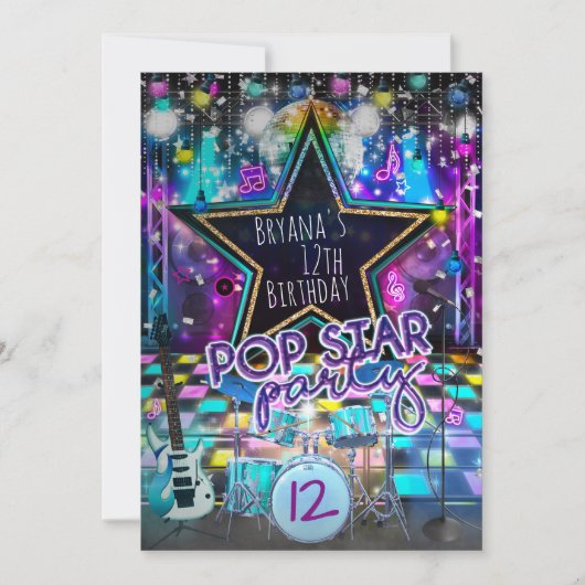 POP STAR PARTY Verjaardagsmusical Dance Invitation Kaart (Voorkant)