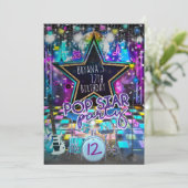 POP STAR PARTY Verjaardagsmusical Dance Invitation Kaart (Staand voorkant)