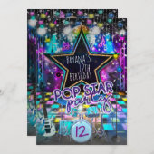 POP STAR PARTY Verjaardagsmusical Dance Invitation Kaart (Voorkant / Achterkant)