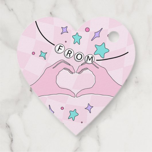 Pop Star Verjaardag Hart Favoriet Dank u Label (Achterkant)