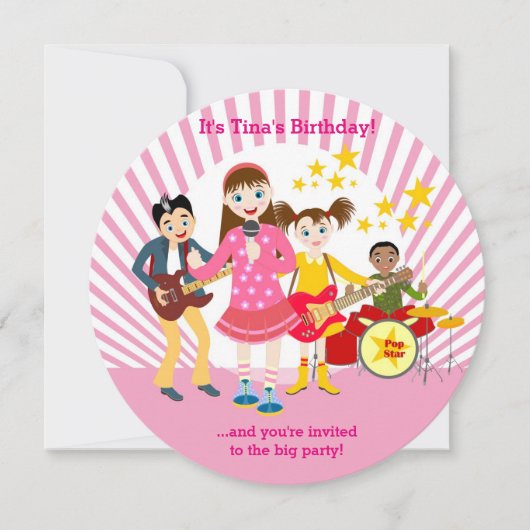 Pop ster girl op uitnodiging (Voorkant)