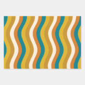 Pop Stripes Retro Modern Patroon Blauwgroen Ochre Inpakpapier Vel (Voorkant)
