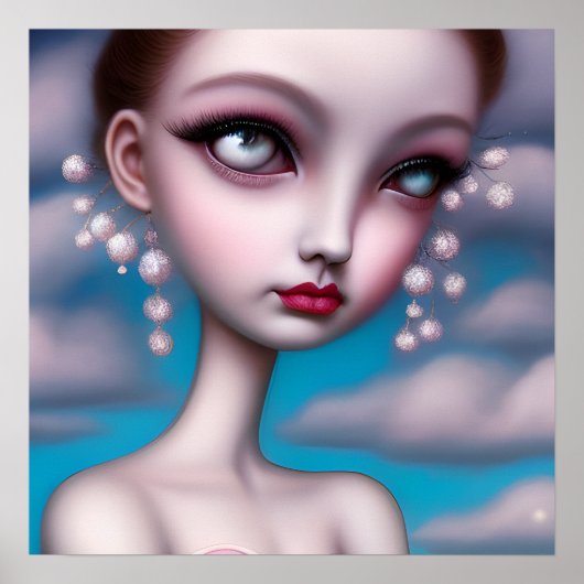 Pop Surrealisme Long Neck Girl Poster (Voorkant)