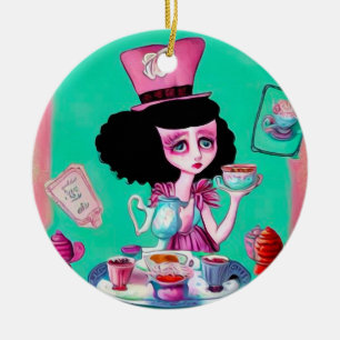 Pop Surrealisme Mad Hatter Girl Keramisch Ornament