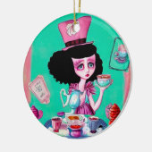 Pop Surrealisme Mad Hatter Girl Keramisch Ornament (Links)