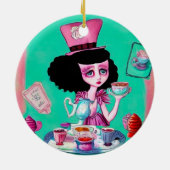 Pop Surrealisme Mad Hatter Girl Keramisch Ornament (Achterkant)