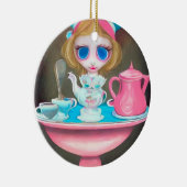 Pop Surrealisme Painted Wonderland Tea Party Keramisch Ornament (Rechts)