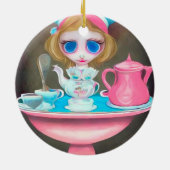 Pop Surrealisme Painted Wonderland Tea Party Keramisch Ornament (Achterkant)