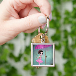 Pop Surrealisme Pink Umbrella Ballerina Sleutelhanger