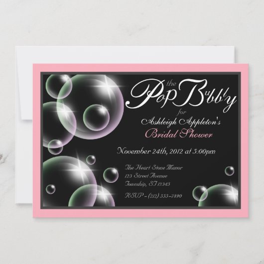 "Pop the Bubble" Classy Bridal Shower-uitnodiginge Kaart (Voorkant)