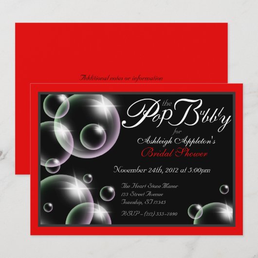 "Pop the Bubble" Classy Bridal Shower-uitnodiginge Kaart (Voorkant / Achterkant)