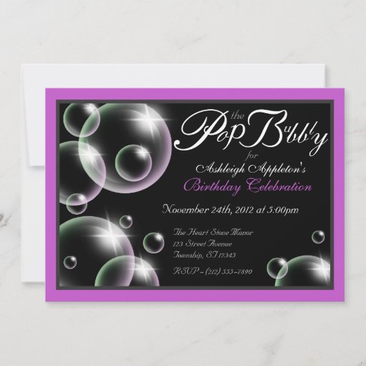 "Pop the Bubble" Uitnodigingen van Classy Birthday (Voorkant)