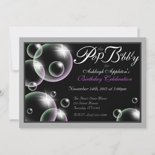 "Pop the Bubble" Uitnodigingen van Classy Birthday (Voorkant)