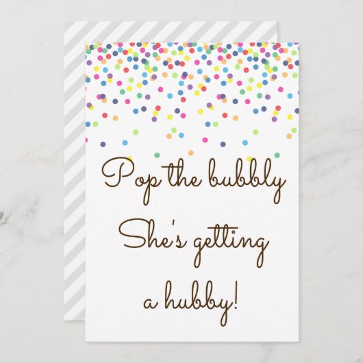 Pop The Bubble ze krijgt een Hubby Sign 5x7" Kaart (Voorkant / Achterkant)