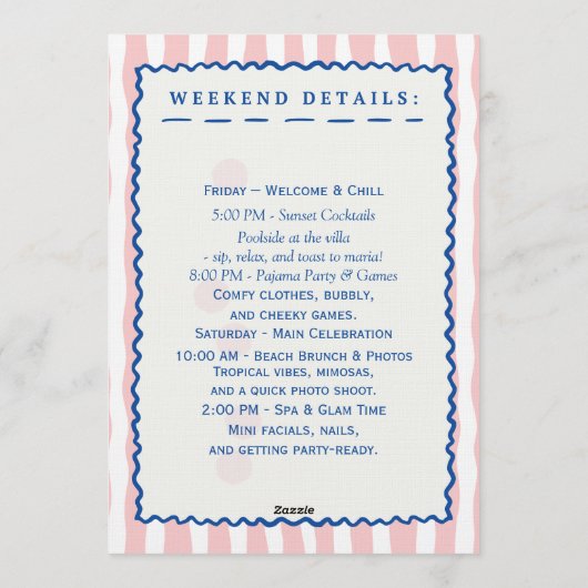 Pop the Bubbly – Bachelorette Weekend Celebration Kaart (Achterkant)