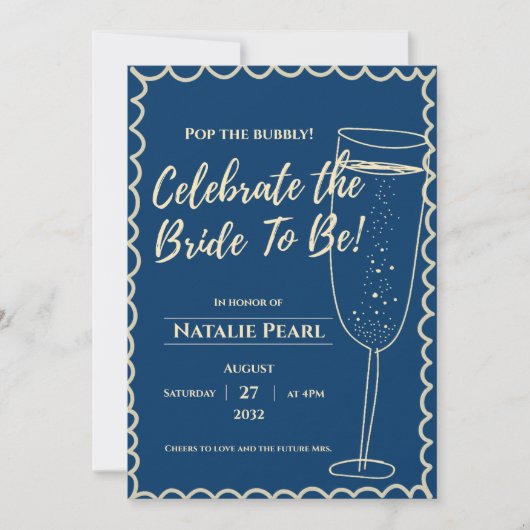 Pop the Bubbly Champagne Theme Bridal Shower  Kaart (Voorkant)
