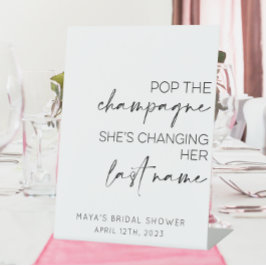 Pop The Champagne Bachelorette/Hen Do Sign. Reclamebord Met Voetstuk