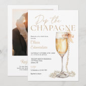 Pop The Champagne Photo QR Code Bridal Shower Kaart (Voorkant / Achterkant)