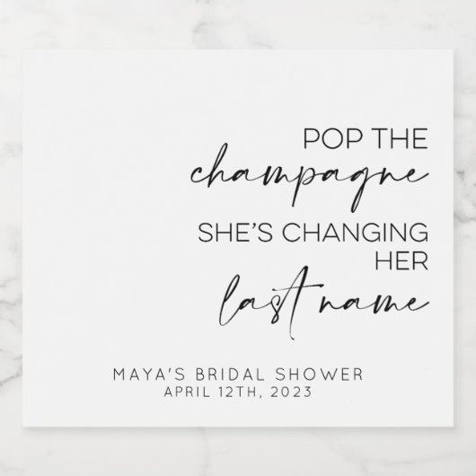 Pop The Sparkling Wine Bachelorette/ Hen Do Sparkling Wijnetiket (Enkel label)