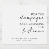 Pop The Sparkling Wine Bachelorette/Hen Do Wijnetiket (Enkel label)