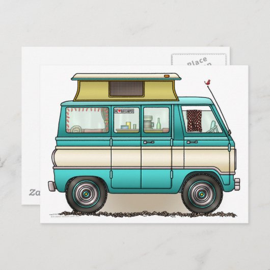 Pop Top Van Camper Briefkaart (Voorkant / Achterkant)