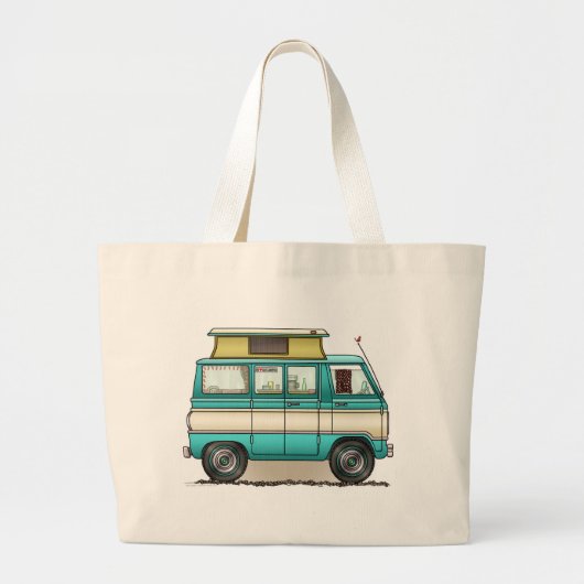Pop Top Van Camper Grote Tote Bag (Voorkant)