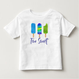 Pop Two Sweet 2nd Birthday blauw groen Kinder Shirts