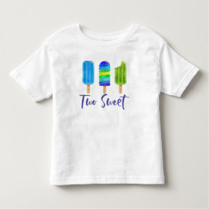 Pop Two Sweet 2nd Birthday blauw groen Kinder Shirts