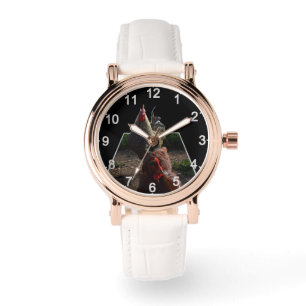 Pop uit kunst: gespikkelde pluizige haan en kip, horloge