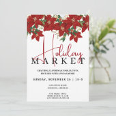 Pop-up event flyer voor kerst | Rode bloemen Kaart (Staand voorkant)