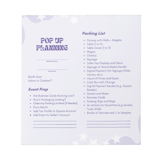 Pop Up Market Planning Pad Notitieblok (Voorkant)