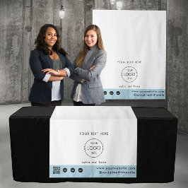 Pop-Up Shop Logo QR Code Verkoper Tafel Runner Bla Wandkleed