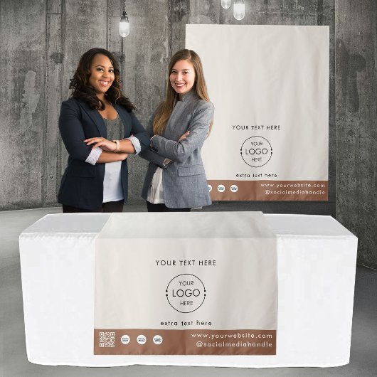 Pop-Up Shop Logo QR Code Verkoper Tafel Runner Bru Wandkleed