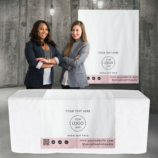 Pop-Up Shop Logo QR Code Verkoper Tafel Runner Roz Wandkleed