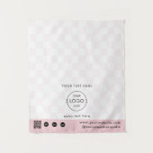 Pop-Up Shop Logo QR Code Verkoper Tafel Runner Roz Wandkleed (Voorkant)